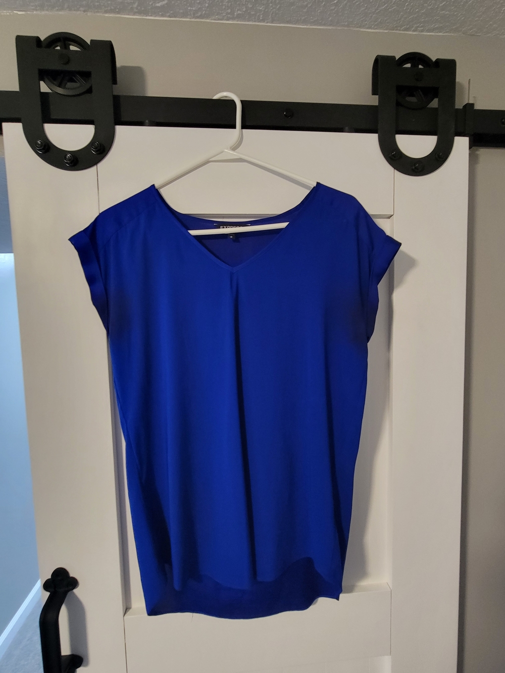 Express Royal Blue V-Neck Short Sleeve Top